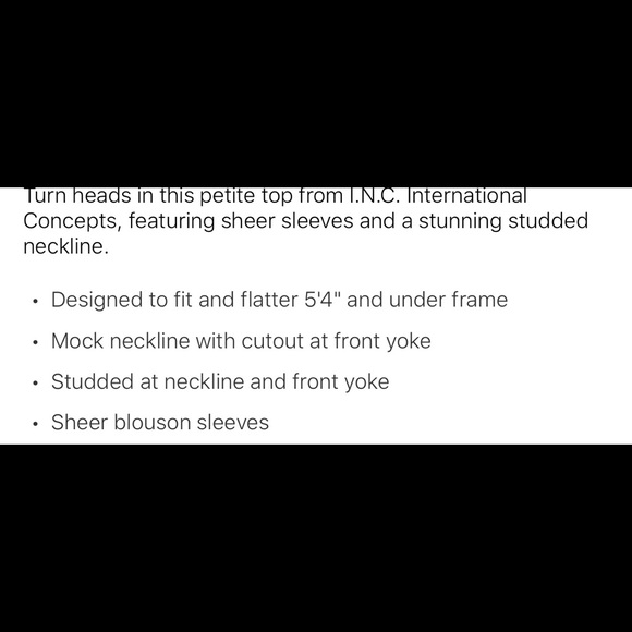 INC inter Concepts petite women’s studded sheer-sleeve sweater top 🎁 small ps - Picture 4 of 4